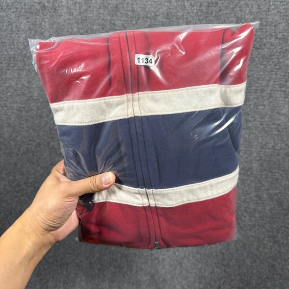 Vintage Polo Ralph Lauren Big Pony Zip Up Hoodie Youth Large 14-16 Red Blue - Picture 9 of 9